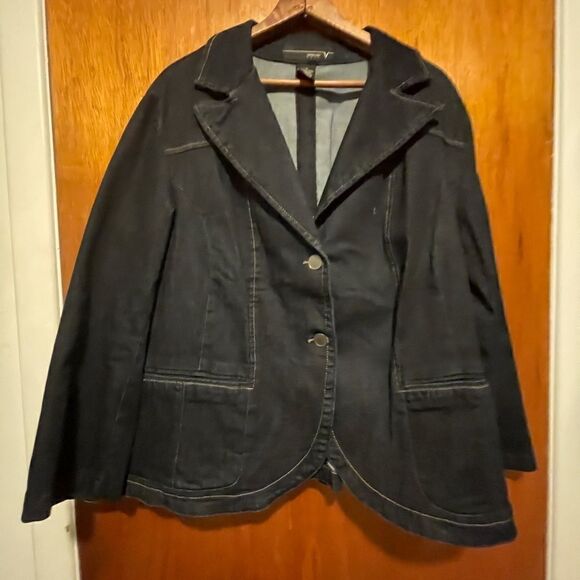 Denim Blazer with Button Detail - Picture 3 of 9